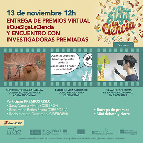 Lídia Puertas i Saray Varona, premiades en la primera convocatòria de vídeos #QueSigaLaCiencia del CIBER