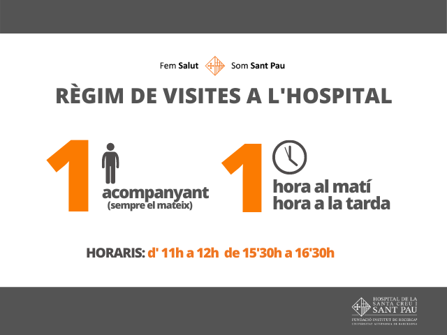 Actualització del règim de visites a les sales d'hospitalització convencionals