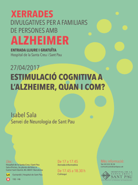 Una nova sessió de les Xerrades divulgatives per a familiars de persones amb Alzheimer