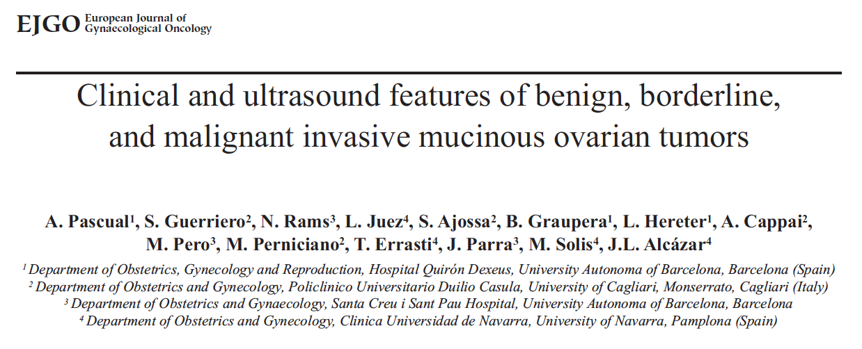 L'equip de ecografia del Servei de Ginecología i Obstetrícia col.labora en una publicació internacional sobre els tumors ovàrics d'orígen mucinós