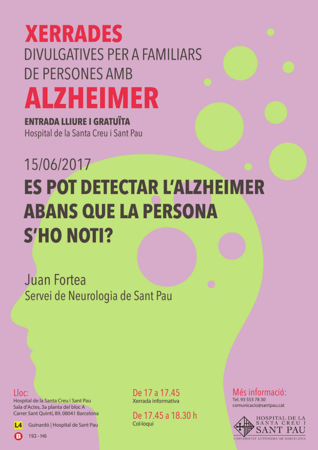 Nova sessió de les Xerrades divulgatives per a familiars de persones amb Alzheimer