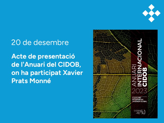 Acte de presentació de l’Anuari del CIDOB, on ha participat Xavier Prats Monné