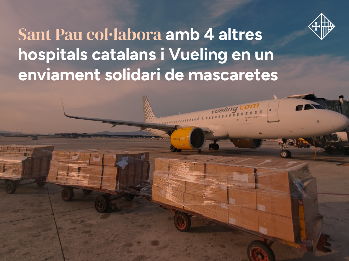 Sant Pau col·labora amb 4 altres hospitals catalans i Vueling en un enviament solidari de mascaretes, pantalles facials i ulleres protectores a Tenerife